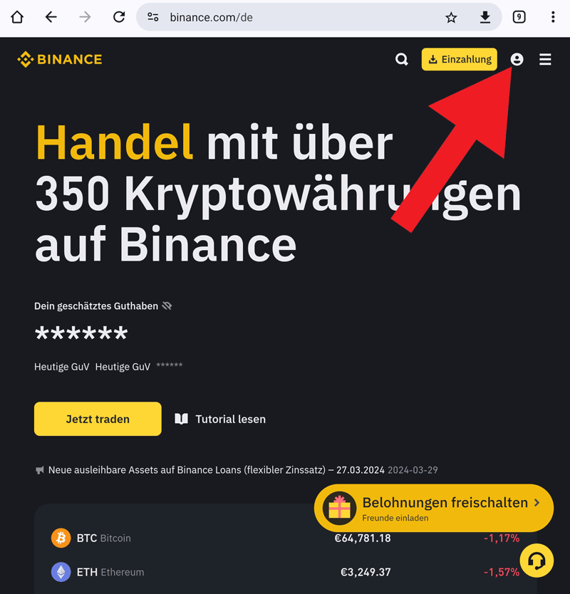 Binance Auszahlung