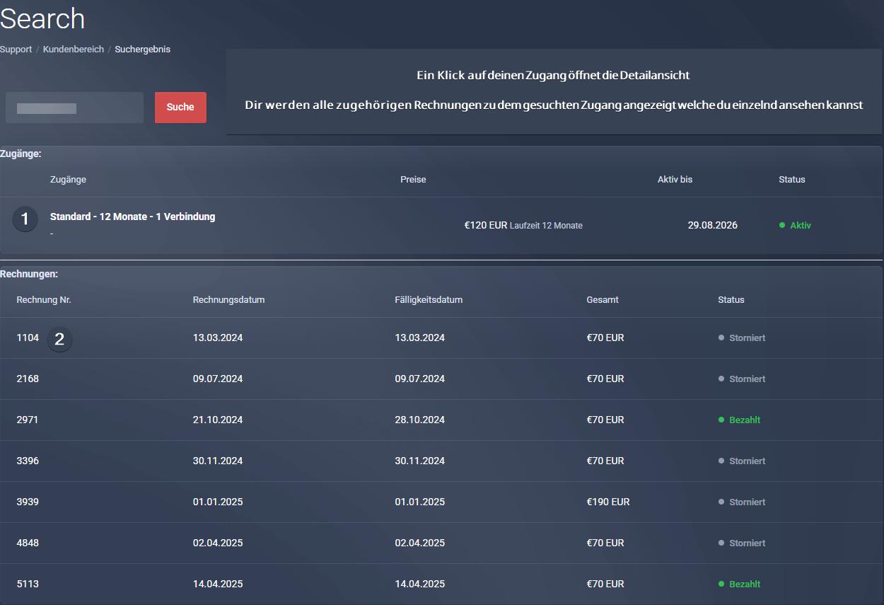 Username Suche Ergebnis